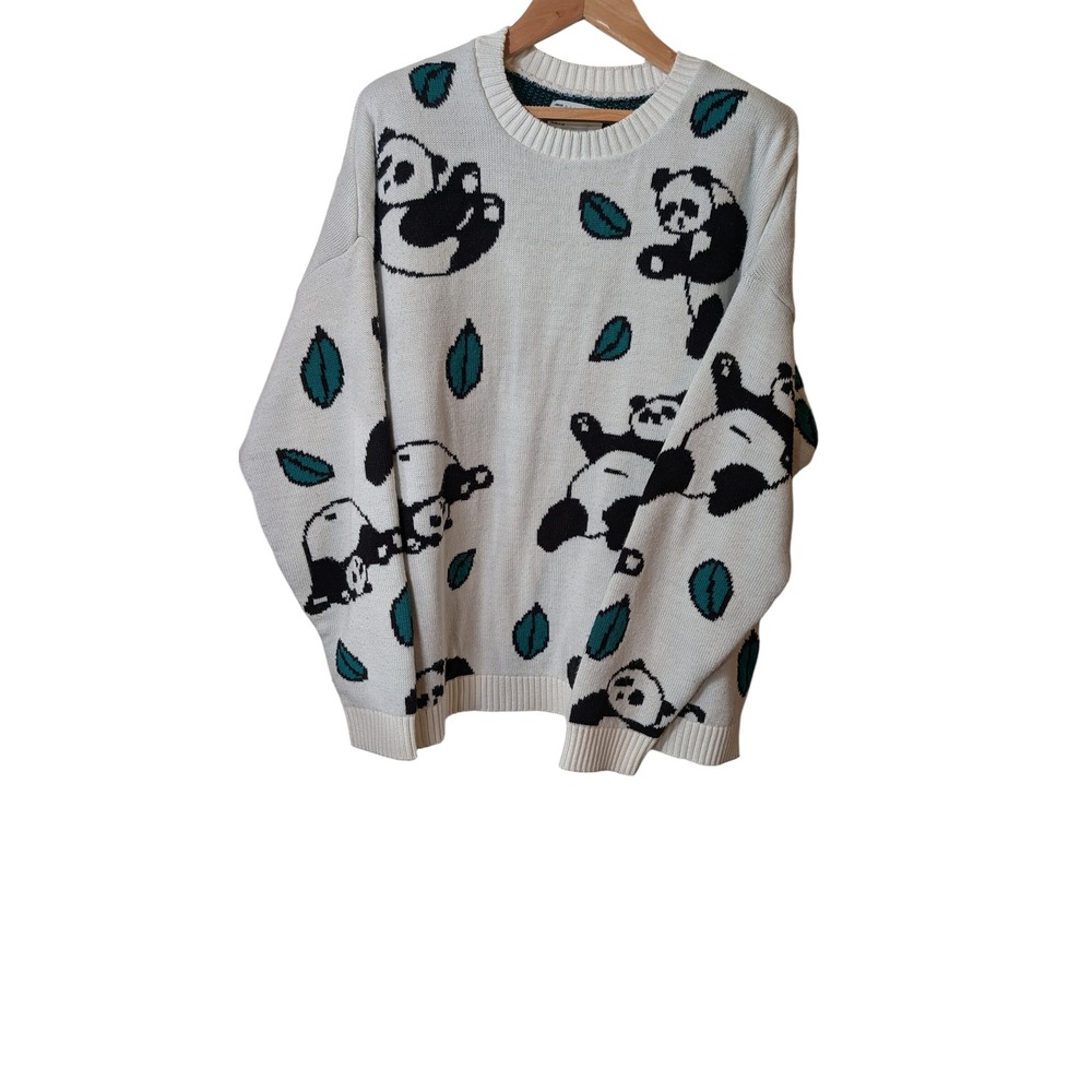 ASOS DESIGN Oversized Panda Knit Sweater Cream Teal XL F100774